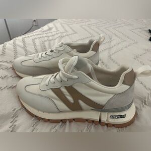 Cream and Tan Sneakers